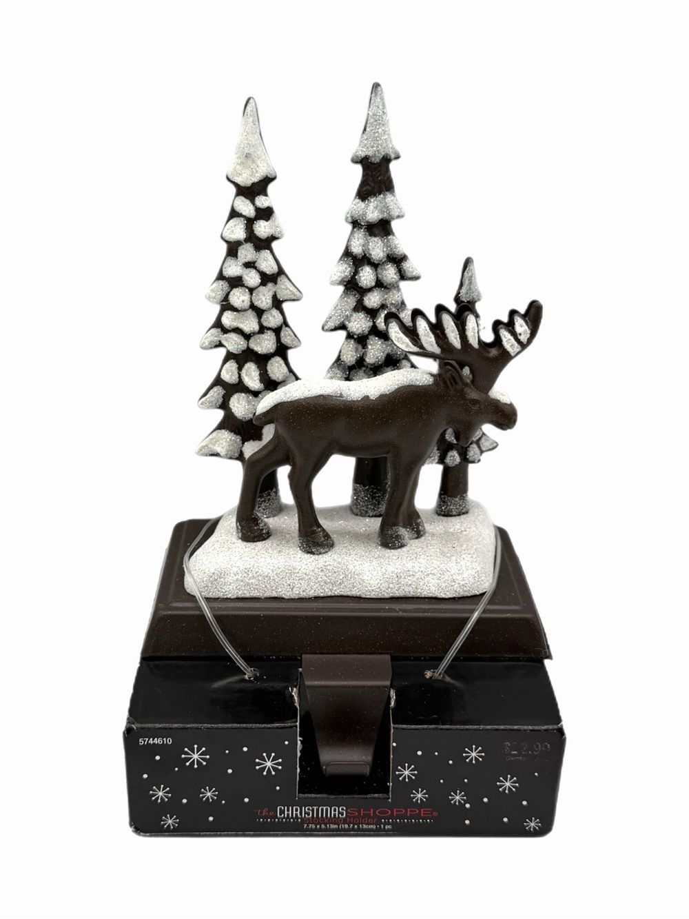 The Christmas Shoppe Moose & Pine Trees Stocking Hanger – New